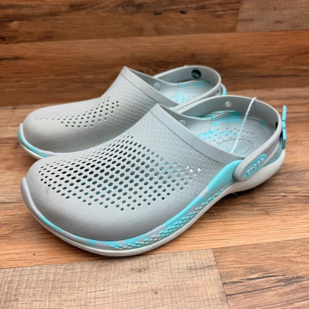 Crocs LiteRide 360 Womens 7 Clogs Gray Blue Marbled Slip On Comfort Shoes